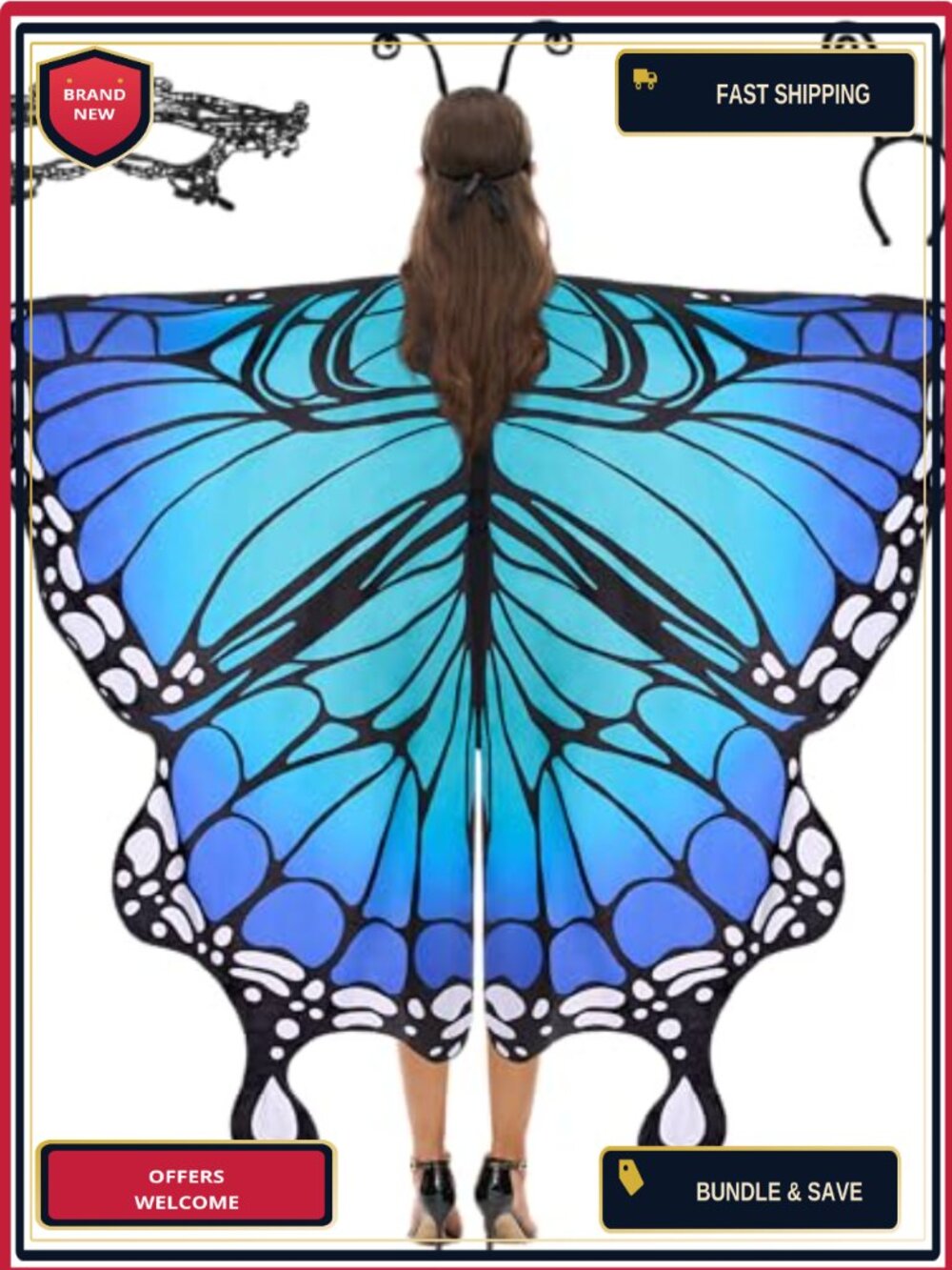 Butterfly Wings Costume Adult Fairy Cape Shawl Halloween Party Accessory